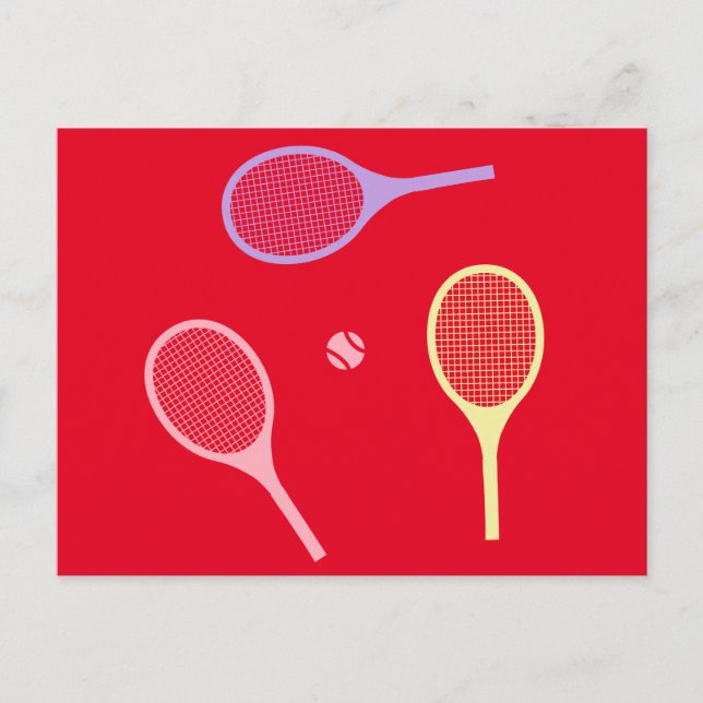 Postal Chaquetas de tenis pasteles con bola de tenis en r (Anverso)