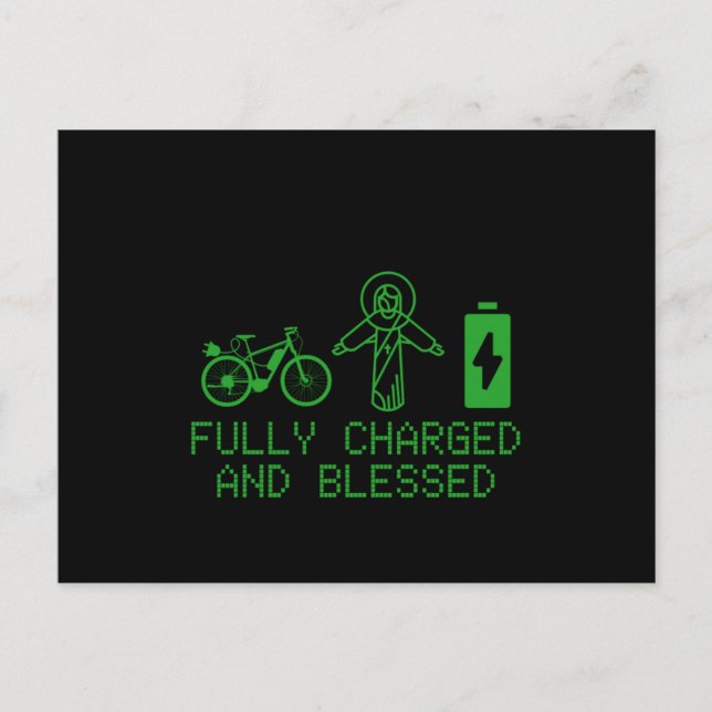 Postal Charged And Blessed EBike Electric Bicycle Biking  (Anverso)