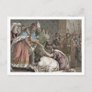 Postal Charlemagne (742-814) recibe a los embajadores de