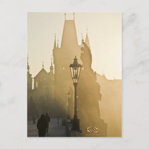 Postal Charles Bridge Morning Fog Prague
