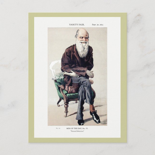 Postal Charles Darwin Vanity Fair Ilustracion (Anverso)
