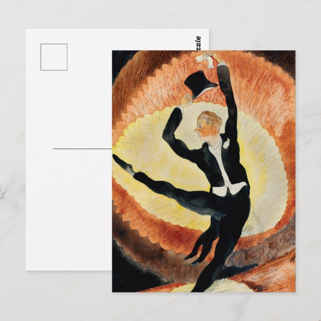 Postal Charles Demuth Acrobatic Men Dancer con sombrero s (Anverso / Reverso)