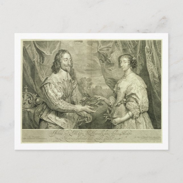 Postal Charles I (1600-49) y Henrietta Maria (1609-69) (Anverso)