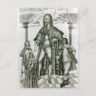 Postal Charles I con sus hijos