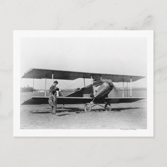 Postal Charles Lindbergh con Sargento (Anverso)