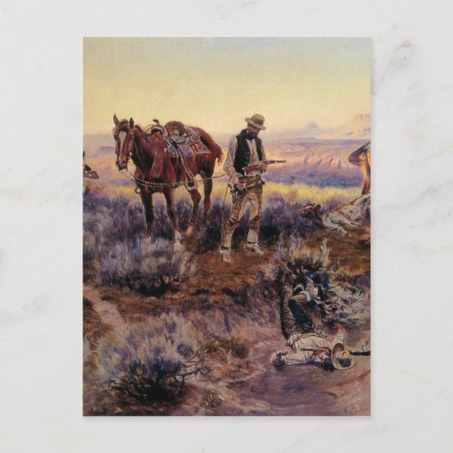 Postal Charles M. Russell paga a los Fiddler (1919) (Anverso)