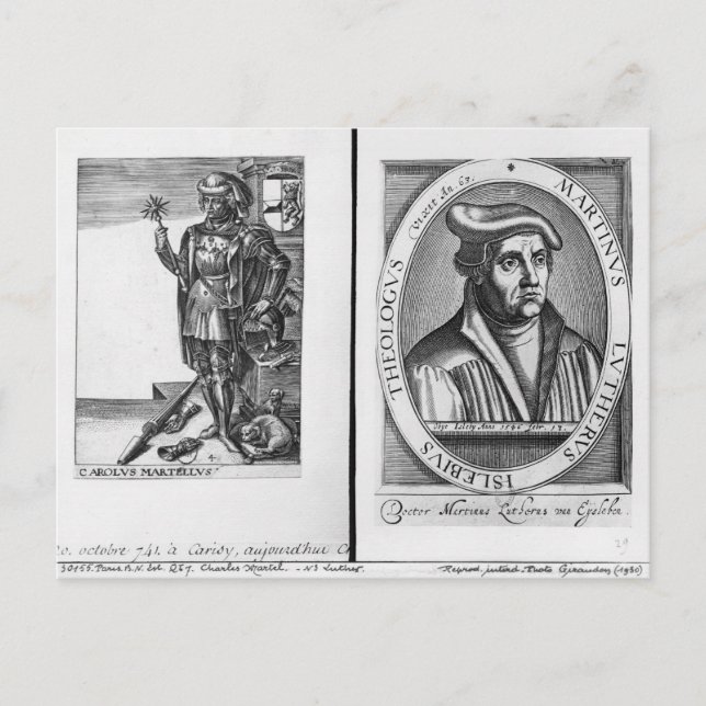 Postal Charles Martel y Martin Luther (Anverso)