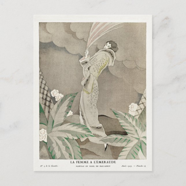 Postal Charles Martin, moda, estilo vintage (Anverso)