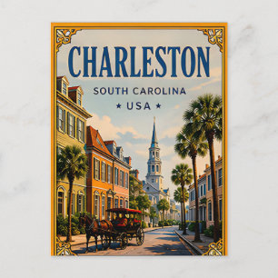 Postal 🏛️ Charleston Carolina del Sur Histórico Retro