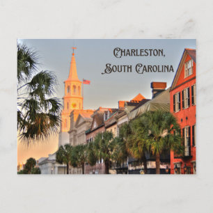 Postal Charleston, Carolina del Sur, puesta de sol sobre