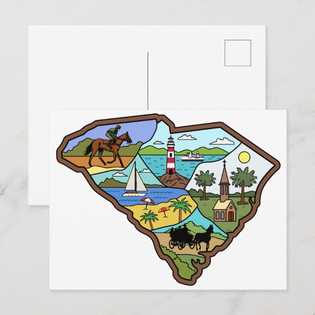 Postal Charleston Columbia South Carolina Myrtle Beach (Anverso / Reverso)