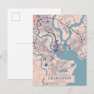 Postal Charleston Estados Unidos Mapa de la ciudad ventos