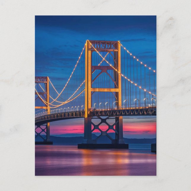 Postal Charleston, Puente de Carolina del Sur de noche (Anverso)