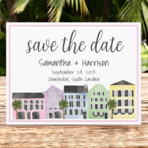 Charleston Save the Date Rainbow Row Boda