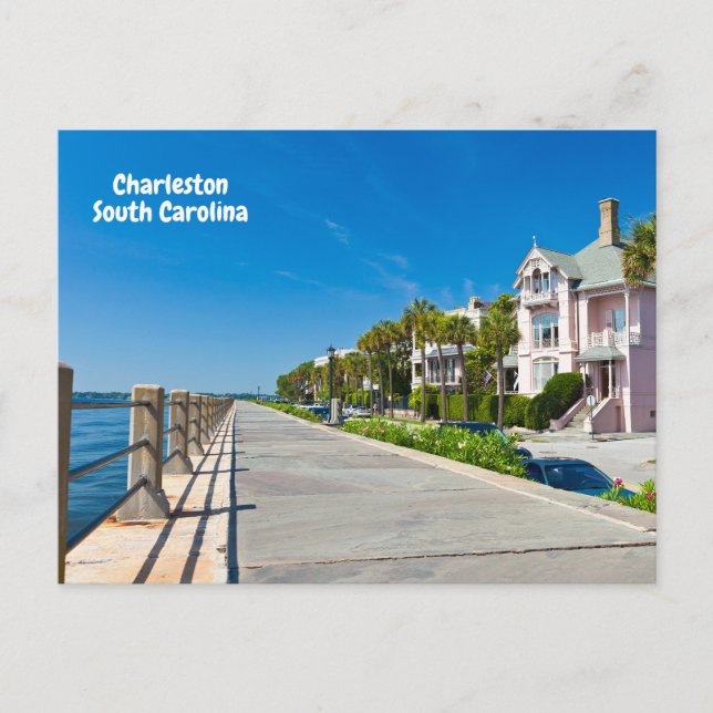 Postal Charleston, South Carolina Beautiful Beach, Pier (Anverso)