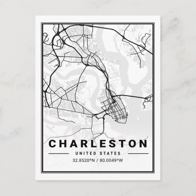 Postal Charleston South Carolina USA Travel City Map (Anverso)