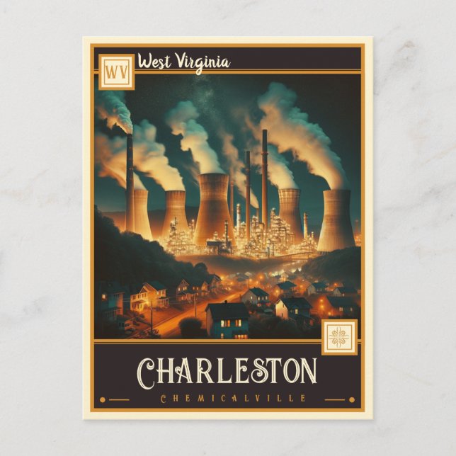Postal Charleston, Virginia Occidental | Vintage (Anverso)