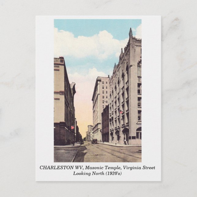 Postal Charleston WV Calle Masonic Temple Virginia de los (Anverso)