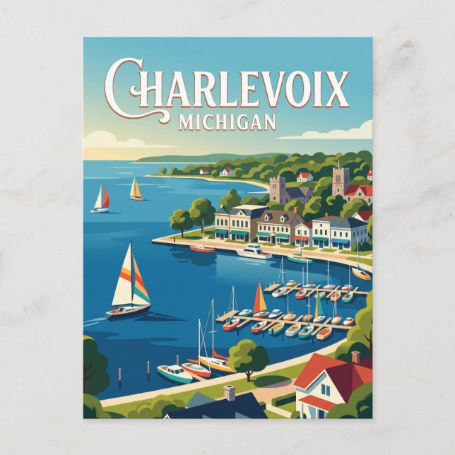 Postal Charlevoix, Míchigan (Anverso)