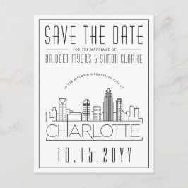 Postal Charlotte Boda | Estilizado Skyline Guardar la fec