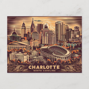 Postal Charlotte, Carolina del Norte, retro vintage