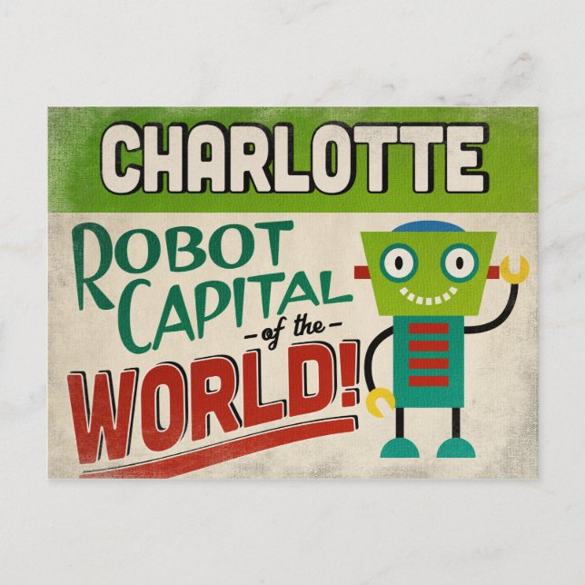 Postal Charlotte Carolina del Norte Robot - Graciosa Viñe (Anverso)