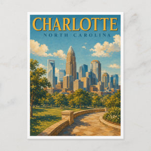 Postal Charlotte Carolina del Norte Skyline GeoSaga