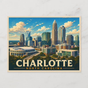 Postal Charlotte Carolina del Norte Viajes Antiguos