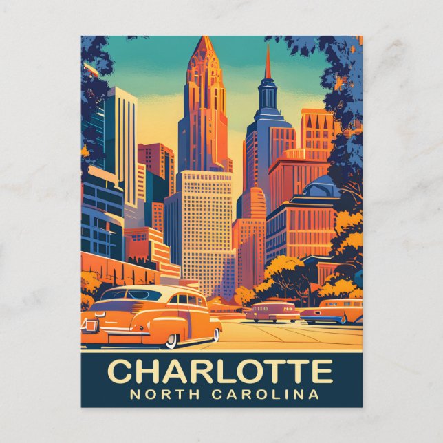 Postal Charlotte, City Center, Carolina del Norte, Viajes (Anverso)