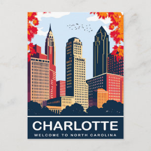 Postal Charlotte, Ciudad en Otoño, Carolina del Norte, Vi
