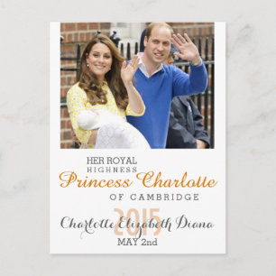 Postal Charlotte Elizabeth Diana - Británica Will Kate