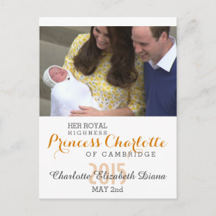Postal Charlotte Elizabeth Diana - Británica Will Kate