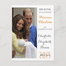 Postal Charlotte Elizabeth Diana - Británica Will Kate