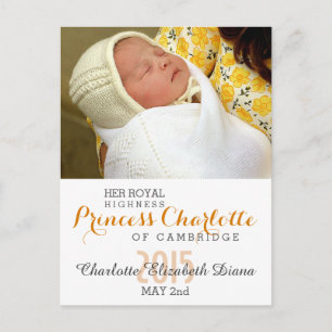Postal Charlotte Elizabeth Diana - Británica Will Kate