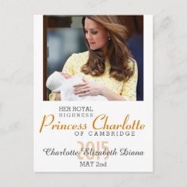 Postal Charlotte Elizabeth Diana - Británica Will Kate