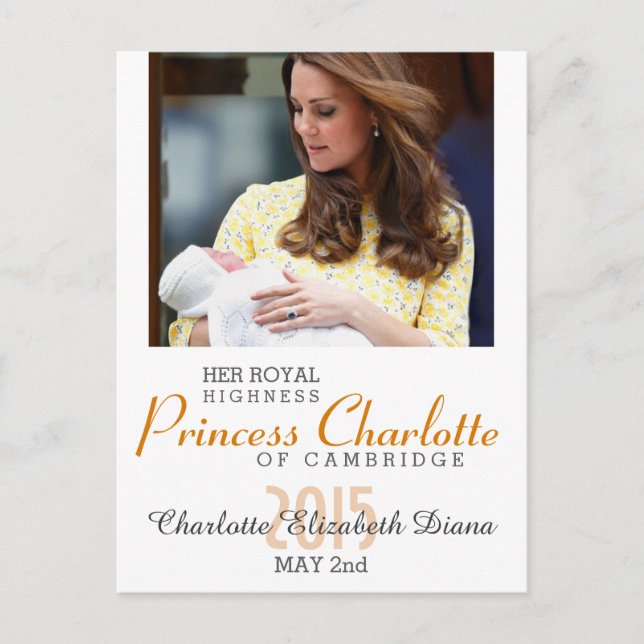 Postal Charlotte Elizabeth Diana - Británica Will Kate (Anverso)