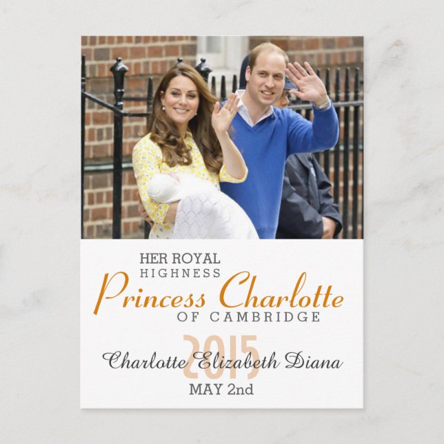 Postal Charlotte Elizabeth Diana - Británica Will Kate (Anverso)