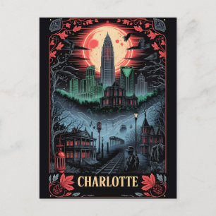 Postal Charlotte embrujada, NC Viajes de terror vintage