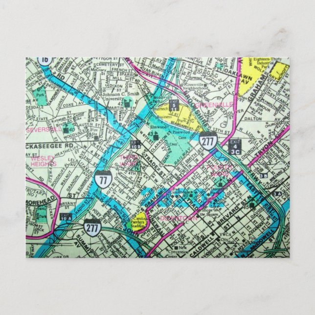 Postal Charlotte, mapa de cosecha NC (Anverso)
