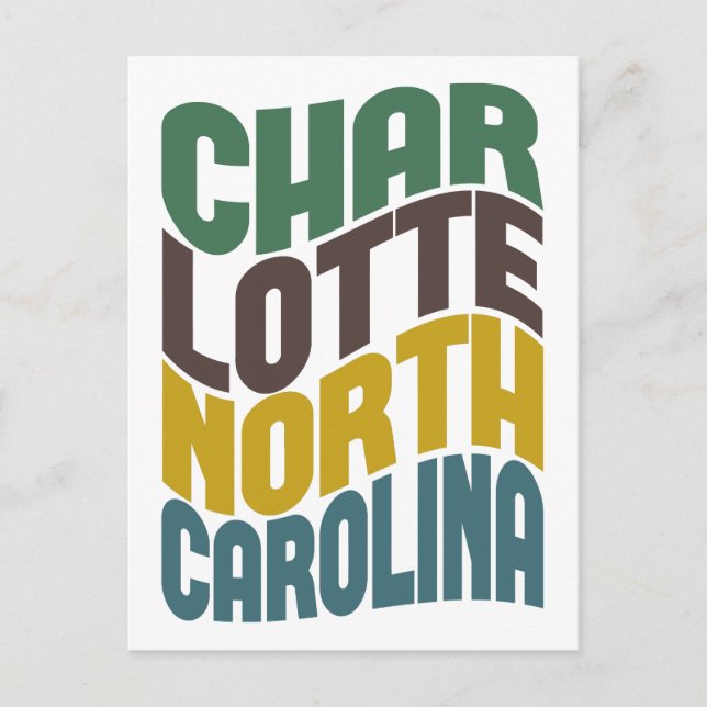 Postal Charlotte North Carolina Retro Wave (Anverso)
