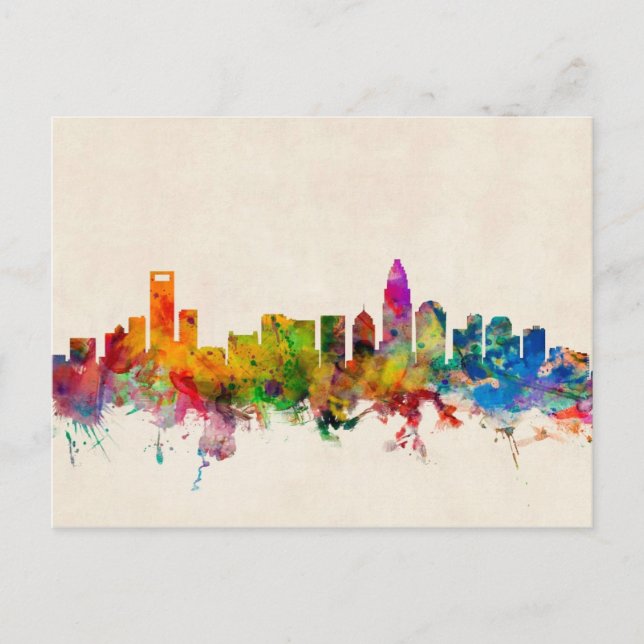 Postal Charlotte North Carolina Skyline Cityscape (Anverso)
