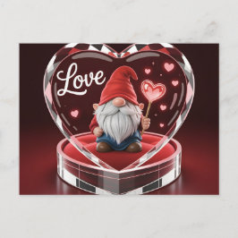 Postal Charming Valentine Gnome in Crystal Heart Display 