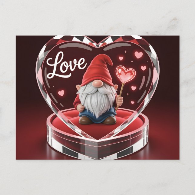 Postal Charming Valentine Gnome in Crystal Heart Display  (Anverso)