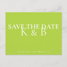 Postal Chartreuse Simplicity Monograma QR Save the Date