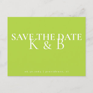 Postal Chartreuse Simplicity Monograma QR Save the Date