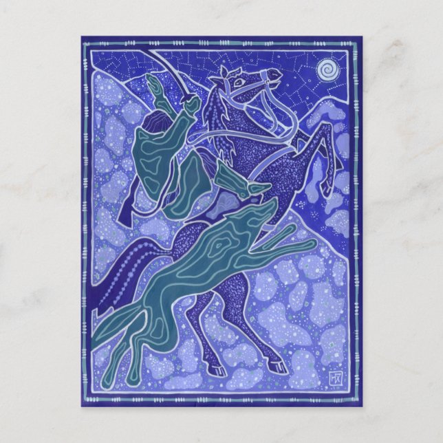 Postal Chase, hombre caballo montando Ilustracion de anim (Anverso)