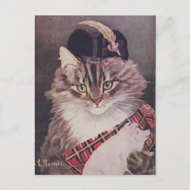 Postal chat Joueur de cornemuse (Anverso)