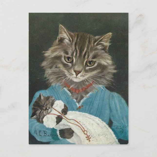 Postal Chat Maman et bébé (Anverso)