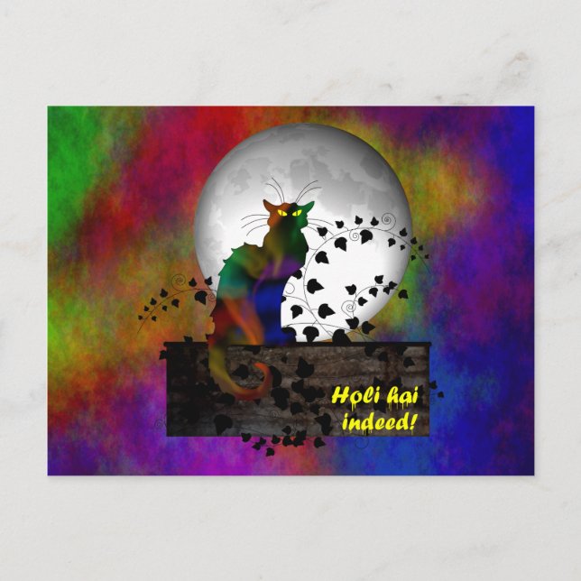 Postal Chat Noir Holi Hai (Anverso)