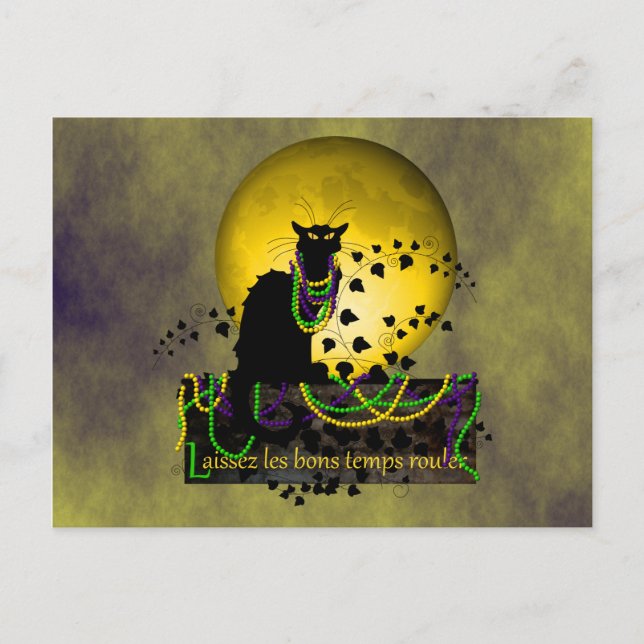 Postal Chat Noir Mardi Gras (Anverso)